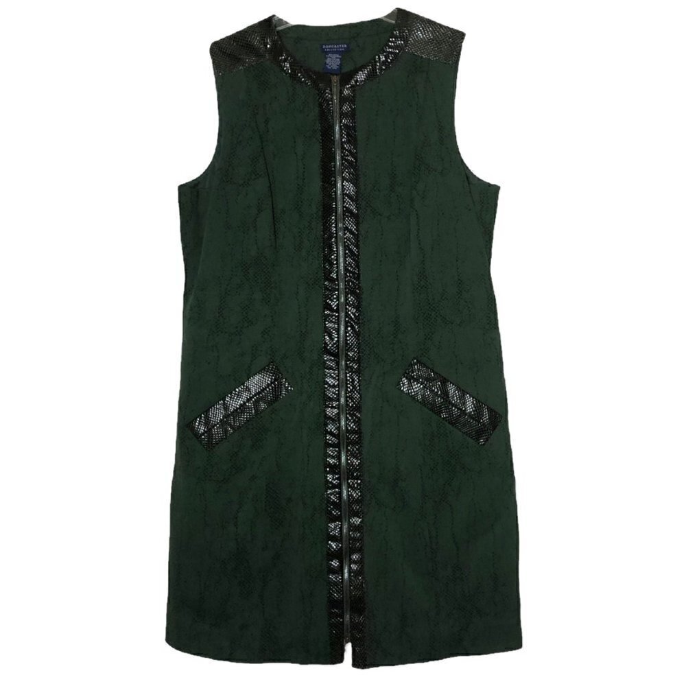 𝅺DONCASTER - Military Green Snakeskin Longline Vest w/ 100% Leather - Size 16